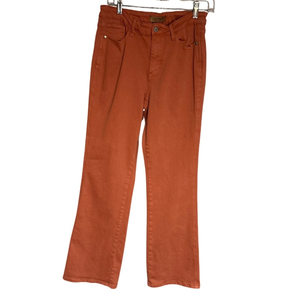 Judy Blue Womens Burnt Orange Garment Dyed Straight Leg High Rise Jeans 11/30